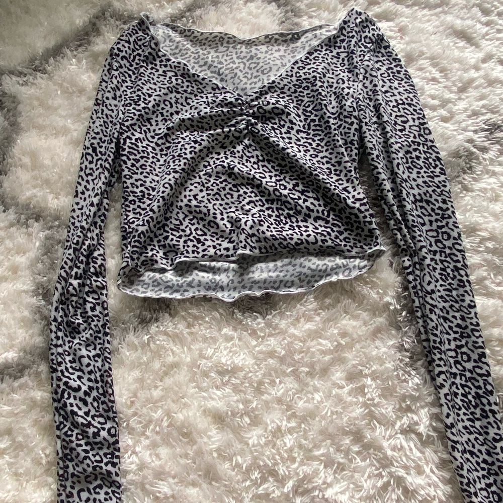 shein black and white cheetah top